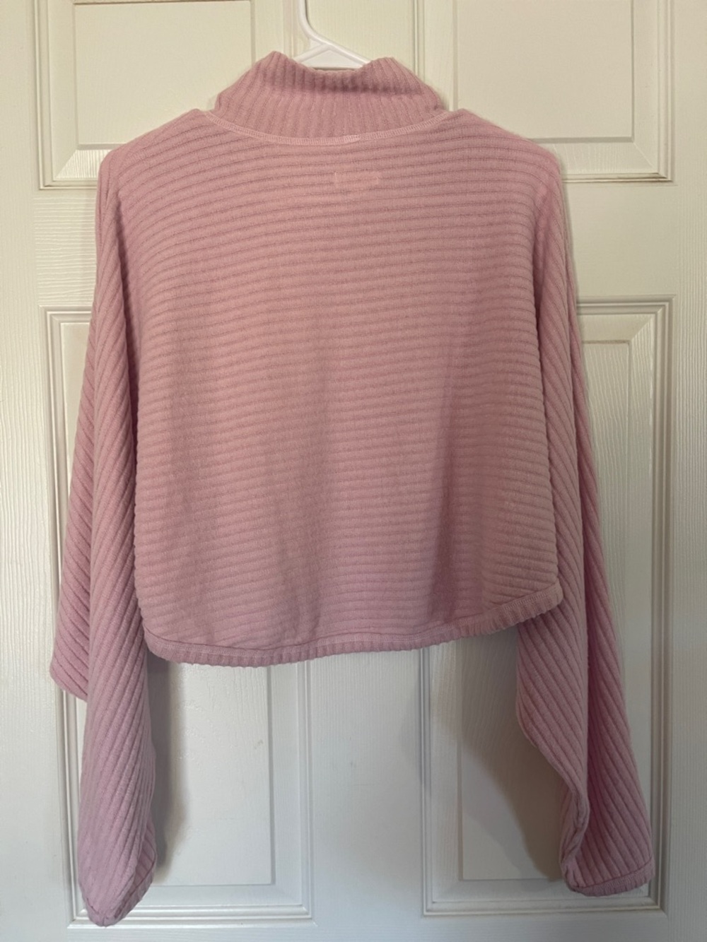 Pilcro Cozy Blush Ribbed High Neck Cropped Batwing Sweater - Picture 9 of 9